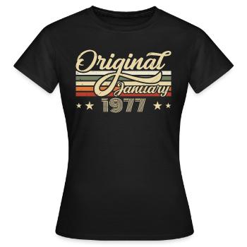 Anniversaire Janvier 1977 Janvier Né en janvier - T-shirt Femme - noir - Devant - AI Model Female 172 dark (172cm)