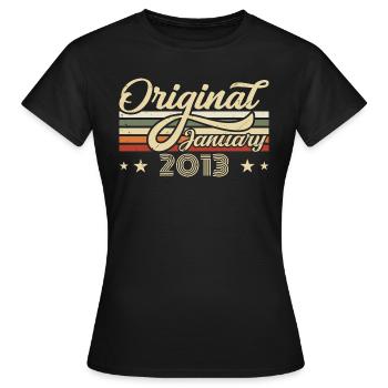 Anniversaire Janvier 2013 Janvier Né en Janvier - T-shirt Femme - noir - Devant - AI Model Female 172 dark (172cm)