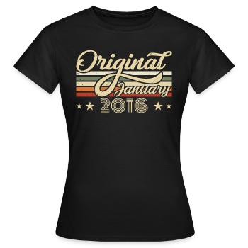 Anniversaire Janvier 2016 Janvier Né en Janvier - T-shirt Femme - noir - Devant - AI Model Female 172 dark (172cm)