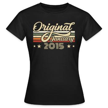 Anniversaire Janvier 2015 Janvier Né en Janvier - T-shirt Femme - noir - Devant - AI Model Female 172 dark (172cm)