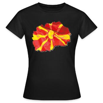 Drapeau de la Macédoine sur la carte de la Macédoine - T-shirt Femme - noir - Devant - AI Model Female 172 dark (172cm)
