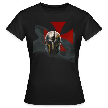 Casque médiéval des Templiers - T-shirt Femme - noir - Devant - AI Model Female 172 dark (172cm)