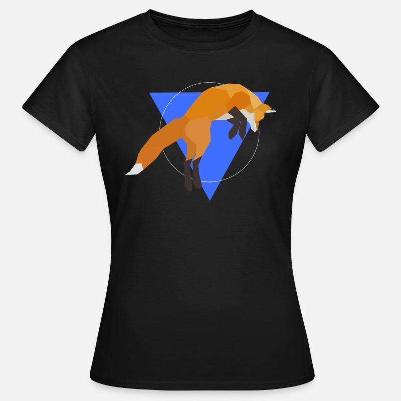 Geometric Fox Jumping - Frauen T-Shirt - Schwarz