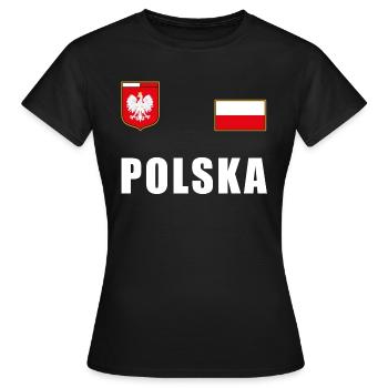Poland Soccer T-Shirt Jersey Fanshirt Fans - Women's T-Shirt - black - Front - AI Model Female 172 dark (172cm)
