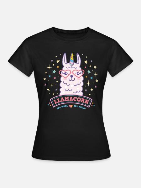 Llamacorn Lamacorn pink pink llama unicorn gift - Women's T-Shirt - black