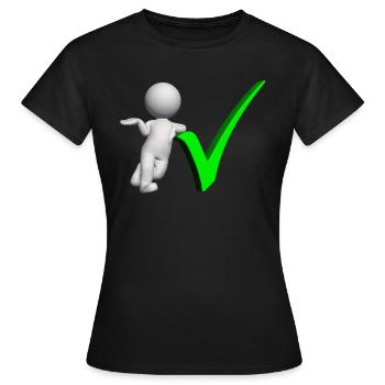 3D figure with green check mark - Women's T-Shirt - black - Front - AI Model Female 172 dark (172cm)