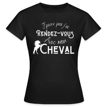 Je peux pas j'ai rendez vous avec mon cheval - T-shirt Femme - noir - Devant - AI Model Female 172 dark (172cm)