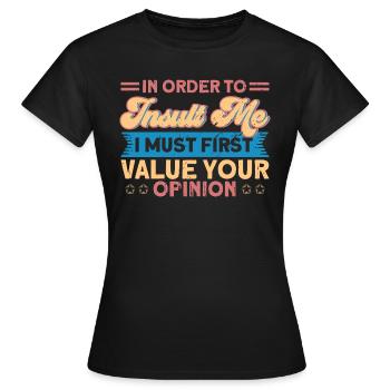Sarcasme Ironie Cadeau sarcastique - T-shirt Femme - noir - Devant - AI Model Female 172 dark (172cm)