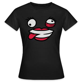 Visage comique féminin fou - T-shirt Femme - noir - Devant - AI Model Female 172 dark (172cm)