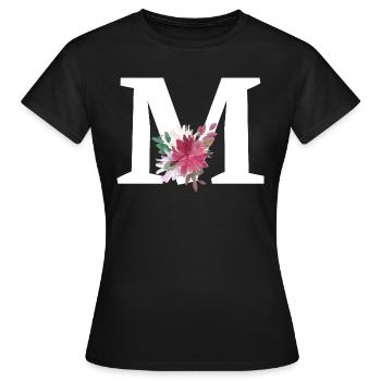 Lettre m floral - T-shirt Femme - noir - Devant - AI Model Female 172 dark (172cm)