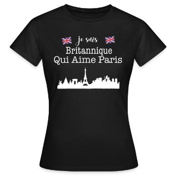 je suis britannique qui aime Paris - T-shirt Femme - noir - Devant - AI Model Female 172 dark (172cm)