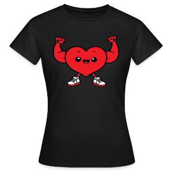 Little Muscular Heart Cute Chibi - Women's T-Shirt - black - Front - AI Model Female 172 dark (172cm)