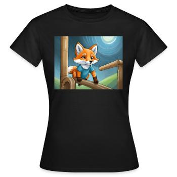 mignon petit renard démon vie quotidienne - aire de jeux - T-shirt Femme - noir - Devant - AI Model Female 172 dark (172cm)