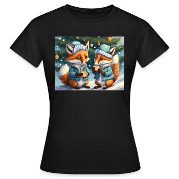 Mignon petit renard démon vie quotidienne - biscuits - T-shirt Femme - noir - Devant - AI Model Female 172 dark (172cm)