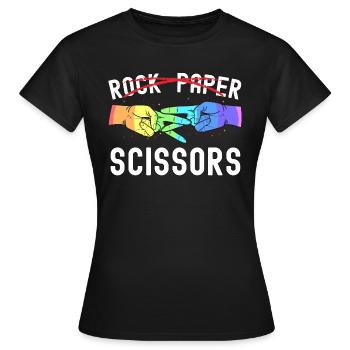 Lesbienne Fierté Rock Papier Ciseaux Drôle LGBTQ - T-shirt Femme - noir - Devant - AI Model Female 172 dark (172cm)