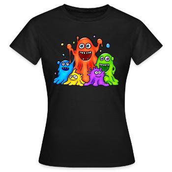 Monstres visqueux colorés - T-shirt Femme - noir - Devant - AI Model Female 172 dark (172cm)