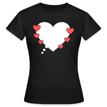 Bulle de pensée avec des cœurs - T-shirt Femme - noir - Devant - AI Model Female 172 dark (172cm)
