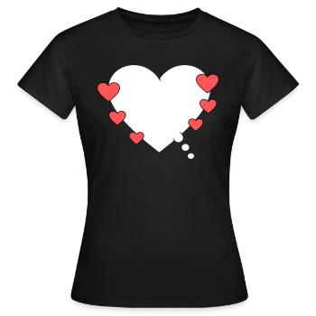 Bulle de pensée avec cœur - T-shirt Femme - noir - Devant - AI Model Female 172 dark (172cm)