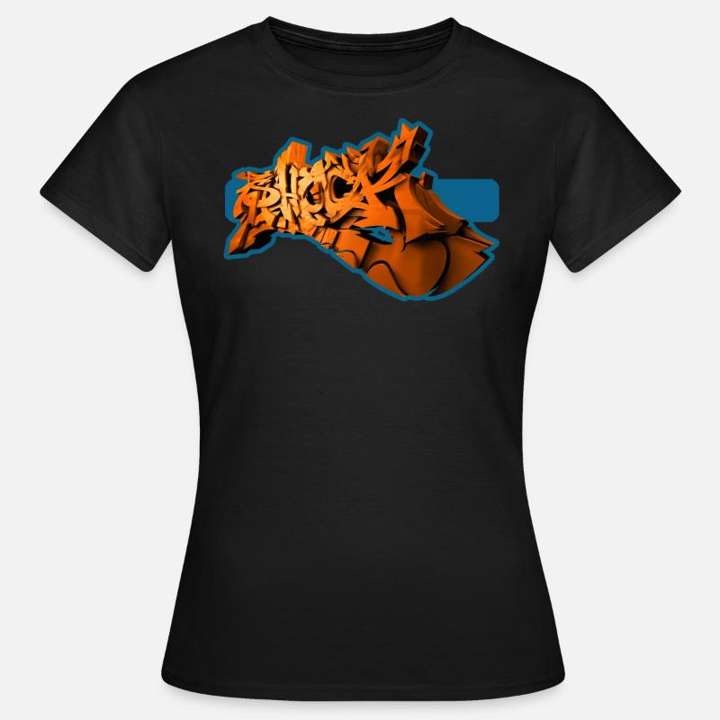 Shock perfektes 3D Graffiti Orange - Frauen T-Shirt - Schwarz