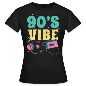 années quatre-vingt-dix - T-shirt Femme - noir - Devant - AI Model Female 172 dark (172cm)