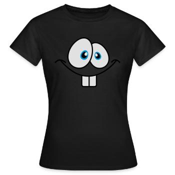Visage comique souriant avec de grandes dents de lapin - T-shirt Femme - noir - Devant - AI Model Female 172 dark (172cm)