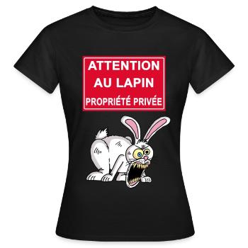 Attention au lapin blanc - T-shirt Femme - noir - Devant - AI Model Female 172 dark (172cm)