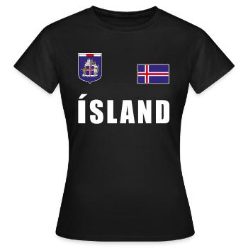 Iceland Football T-Shirt Jersey Fan Shirt Fans - Women's T-Shirt - black - Front - AI Model Female 172 dark (172cm)