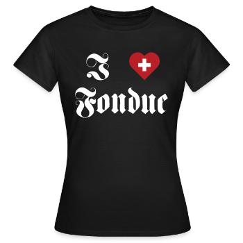 J’adore la fondue - T-shirt Femme - noir - Devant - AI Model Female 172 dark (172cm)