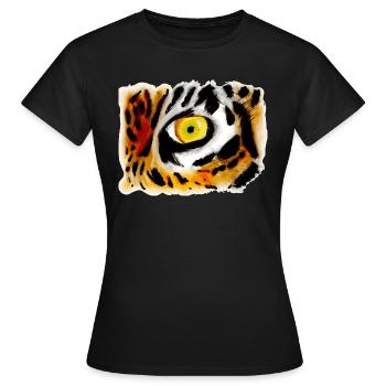 Oeil de tigre d'un tigre adulte - T-shirt Femme - noir - Devant - AI Model Female 172 dark (172cm)