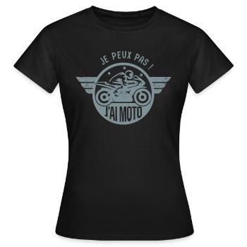 Je peux pas j'ai moto cadeau humour motard motarde - T-shirt Femme - noir - Devant - AI Model Female 172 dark (172cm)