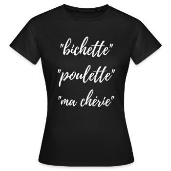 Bichette Poulette Ma chérie surnom femme copine - T-shirt Femme - noir - Devant - AI Model Female 172 dark (172cm)