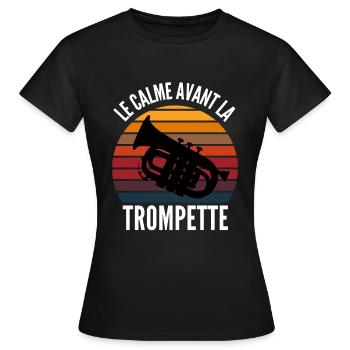 le calme avant la trompette - T-shirt Femme - noir - Devant - AI Model Female 172 dark (172cm)