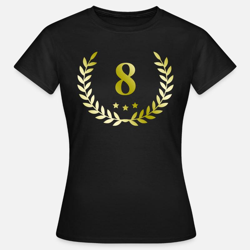 8 Nummer krans - Dame-T-shirt - sort