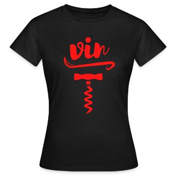 vin rouge tire bouchon - T-shirt Femme - noir - Devant - AI Model Female 172 dark (172cm)