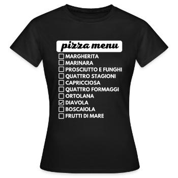 pizza menu choix de pizza - T-shirt Femme - noir - Devant - AI Model Female 172 dark (172cm)
