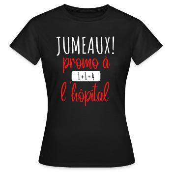 jumeaux promo à l hôpital - T-shirt Femme - noir - Devant - AI Model Female 172 dark (172cm)