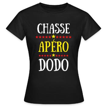 chasse apéro dodo - T-shirt Femme - noir - Devant - AI Model Female 172 dark (172cm)