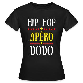 hip hop apéro dodo - T-shirt Femme - noir - Devant - AI Model Female 172 dark (172cm)