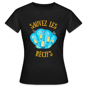 SAUVEZ LES RÉCIFS BLEU - T-shirt Femme - noir - Devant - AI Model Female 172 dark (172cm)