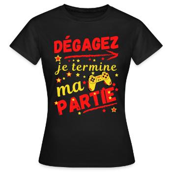 gaming dégagez je termine ma partie - T-shirt Femme - noir - Devant - AI Model Female 172 dark (172cm)