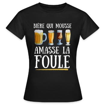 Bière qui mousse amasse la foule - T-shirt Femme - noir - Devant - AI Model Female 172 dark (172cm)