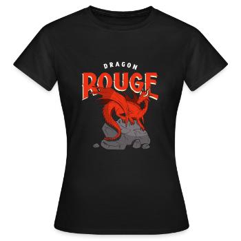Dragon Rouge sur un Rocher - T-shirt Femme - noir - Devant - AI Model Female 172 dark (172cm)