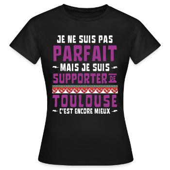 Football Supporter de Toulouse Pas Parfait - T-shirt Femme - noir - Devant - AI Model Female 172 dark (172cm)