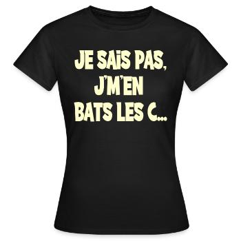 j'm'en bats les c... - T-shirt Femme - noir - Devant - AI Model Female 172 dark (172cm)