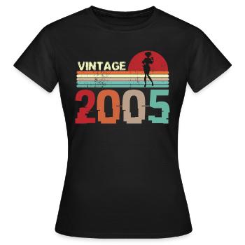 Vintage 2005 Anniversaire rétro sunset design - T-shirt Femme - noir - Devant - AI Model Female 172 dark (172cm)