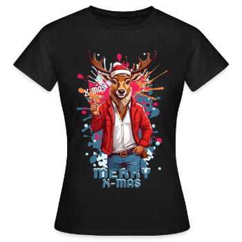 Cool Rudolph le renne - T-shirt Femme - noir - Devant - AI Model Female 172 dark (172cm)
