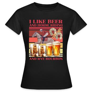 J’aime la bière, l’équitation et le bourbon de seigle - T-shirt Femme - noir - Devant - AI Model Female 172 dark (172cm)