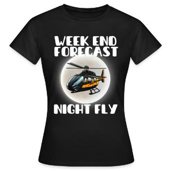 Vorhersage für das Wochenende Night Fly - Frauen T-Shirt - Schwarz - Vorne - AI Model Female 172 dark (172cm)