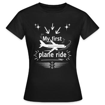 Meine erste Flugreise in Schwarz-Weiß - Frauen T-Shirt - Schwarz - Vorne - AI Model Female 172 dark (172cm)
