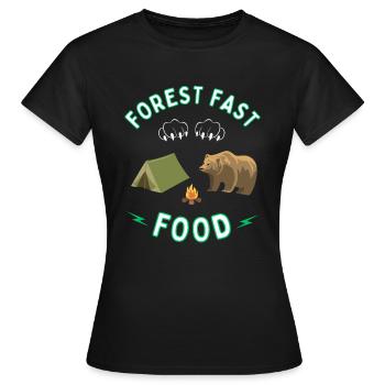 Wald Fast Food für Bär - Camping und Outdoor - Frauen T-Shirt - Schwarz - Vorne - AI Model Female 172 dark (172cm)